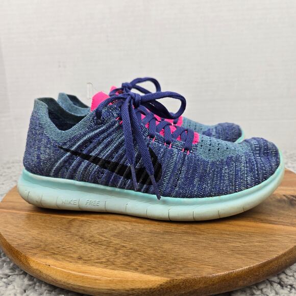 Nike Womens 8 Free RN Flyknit Purple Dust Athletic Casual Gym Daily Running Shoe - Picture 3 of 12